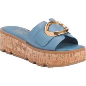 Franco Sarto Hoda Platform Wedge Slide Sandal Women's 7 | Blue | NWOT